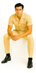 Mens Walking Suit in Color sand leisure suit causal Matching Shirt and Pants $99