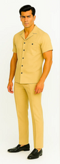 Mens Walking Suit in Color sand leisure suit causal Matching Shirt and Pants $99