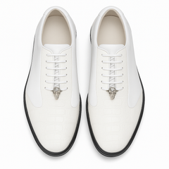 Los Altos White Ostrich Leg Lace Up Sneakers