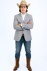 Western Blazer - Saco Para Hombre - Mens Double Button Western Grey Blazer