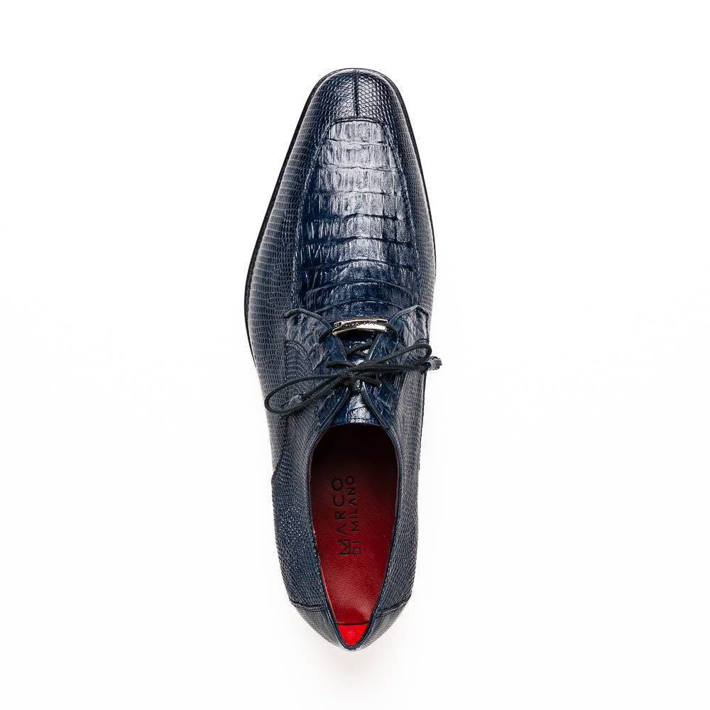 Marco Di Milano Merida Navy Lizard & Caiman Crocodile Oxfords Shoes 4 MERIDA_CAIMAN FUSCUS-LIZ RING_NAVY_8.5  - from alligatorwarehouse.com