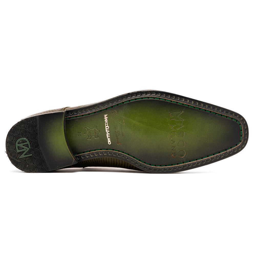 Genuine Caiman & Lizard Olive Green Shoe Genuine Caiman & Lizard Olive Green Shoe