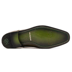 Genuine Caiman & Lizard Olive Green Shoe