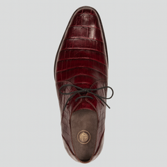 Mezlan Burgundy Crocodile Shoes Men Plain Toe Anderson