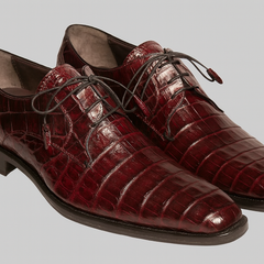 Mezlan Burgundy Crocodile Shoes Men Plain Toe Anderson