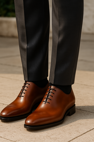 Mens Mezlan Pamplona Calfskin Plain Toe Dress Shoe in Cognac 18   - from alligatorwarehouse.com