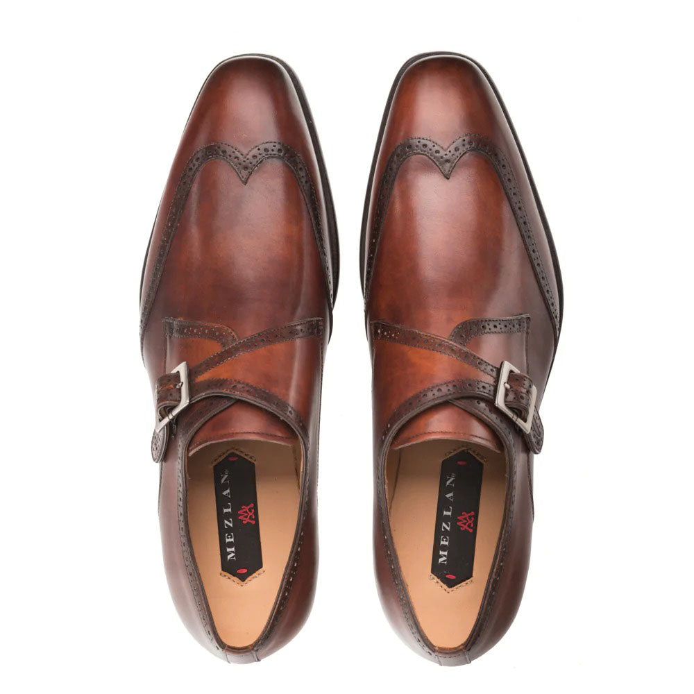 Mezlan Forest Wingtip Monkstrap Shoes Cognac (9268)