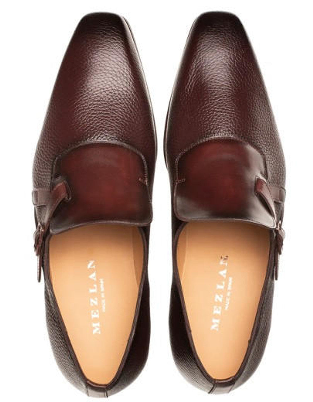 Mezlan Men's Aceto Deerskin Leather Burgundy/Chocolate Strap Slip 2   - from alligatorwarehouse.com