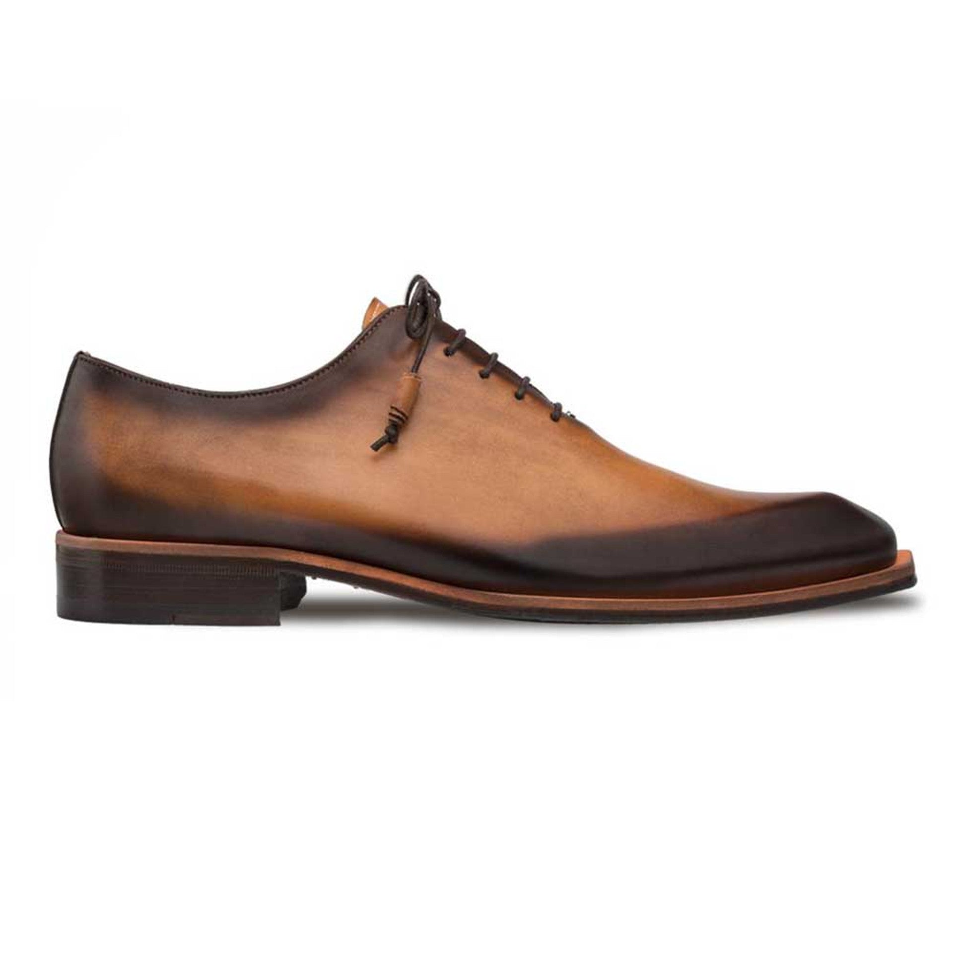 Mezlan Cognac Asymmetric Plain Toe Oxford 2   - from alligatorwarehouse.com