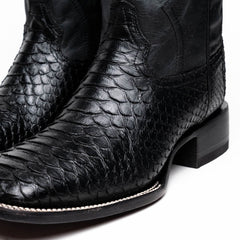 Marco Di Milano Missouri Black Python Square Toe Cowboy Boots