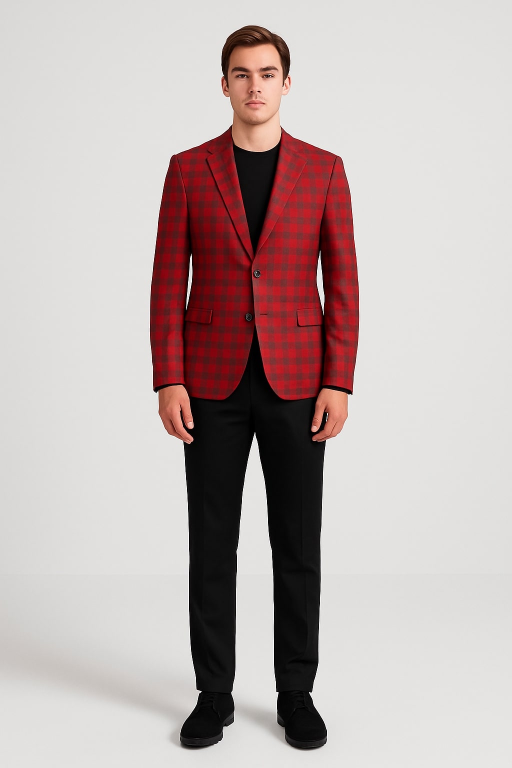 Modern Red Plaid Blazer – Tartan Windowpane Pattern Christmas Party Color 3   - from alligatorwarehouse.com