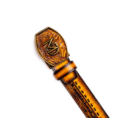 Marco Di Milano Montana Belt - Mustard Brown Leather Dress Shoe