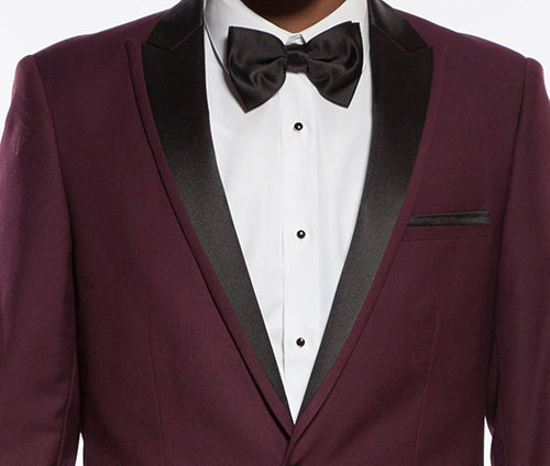 Burgundy Slim Fit 2 Piece Tuxedo With Satin Peak Lapel 2 SO4MT187S-08-BURGUNDY  - from alligatorwarehouse.com