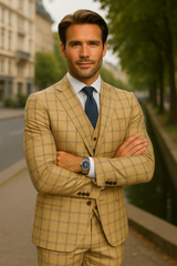 Wool Suit - Italian Made Business Suit by Statement Men's 3 Piece 100% Wool Fashion Suit - Modern Fit