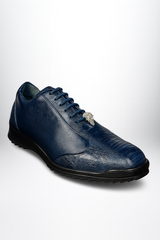 Los Altos Navy Blue Ostrich Leg Lace Up Sneakers