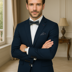 Wool Suit - Italian Made Business Suit by Statement Men's 2 Piece 100% Wool Modern Fit Suit - Subtle Texture