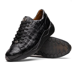 Genuine caiman crocodile sneakers Black Shoe