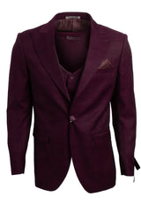 "Mens Stacy Adams Suit - Stacy Adams Suit Men's Glen Plaid Suit - One Button Vested Peak Lapel in Burgundy"