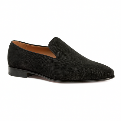 Notte Black Glass Suede Slip On Shoes By Mezlan Made In Spain Brand