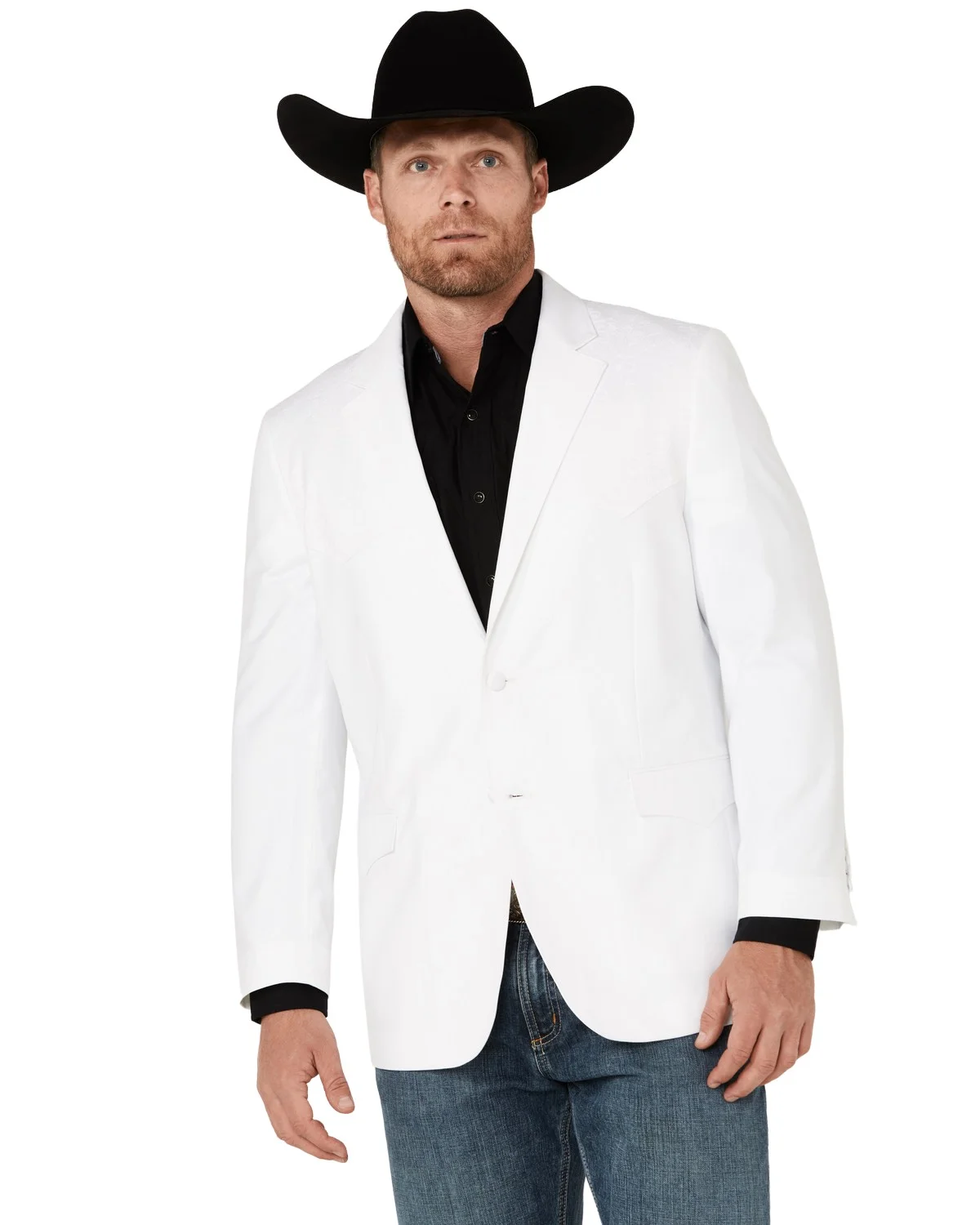 Mens White Western Blazer – Classic Cowboy Style Sport Coat for Formal - Cowboy Jacket 3   - from alligatorwarehouse.com