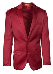 Premium Men's Burgundy Satin Slim Fit Blazer – Elegant Party & Wedding Suit Jacket in Maroon Wine Color