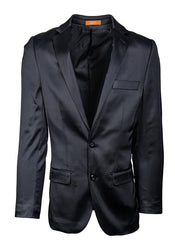 Men’s Black Satin Blazer – Classic Slim Fit Two-Button Formal Suit Jacket for Weddings, Parties, and Business Events