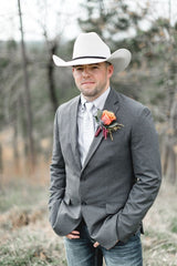 Mens Western Style Blazer – Classic Gray Cowboy Suit Jacket for Weddings, Country Events and Formal Wear in Grey Color