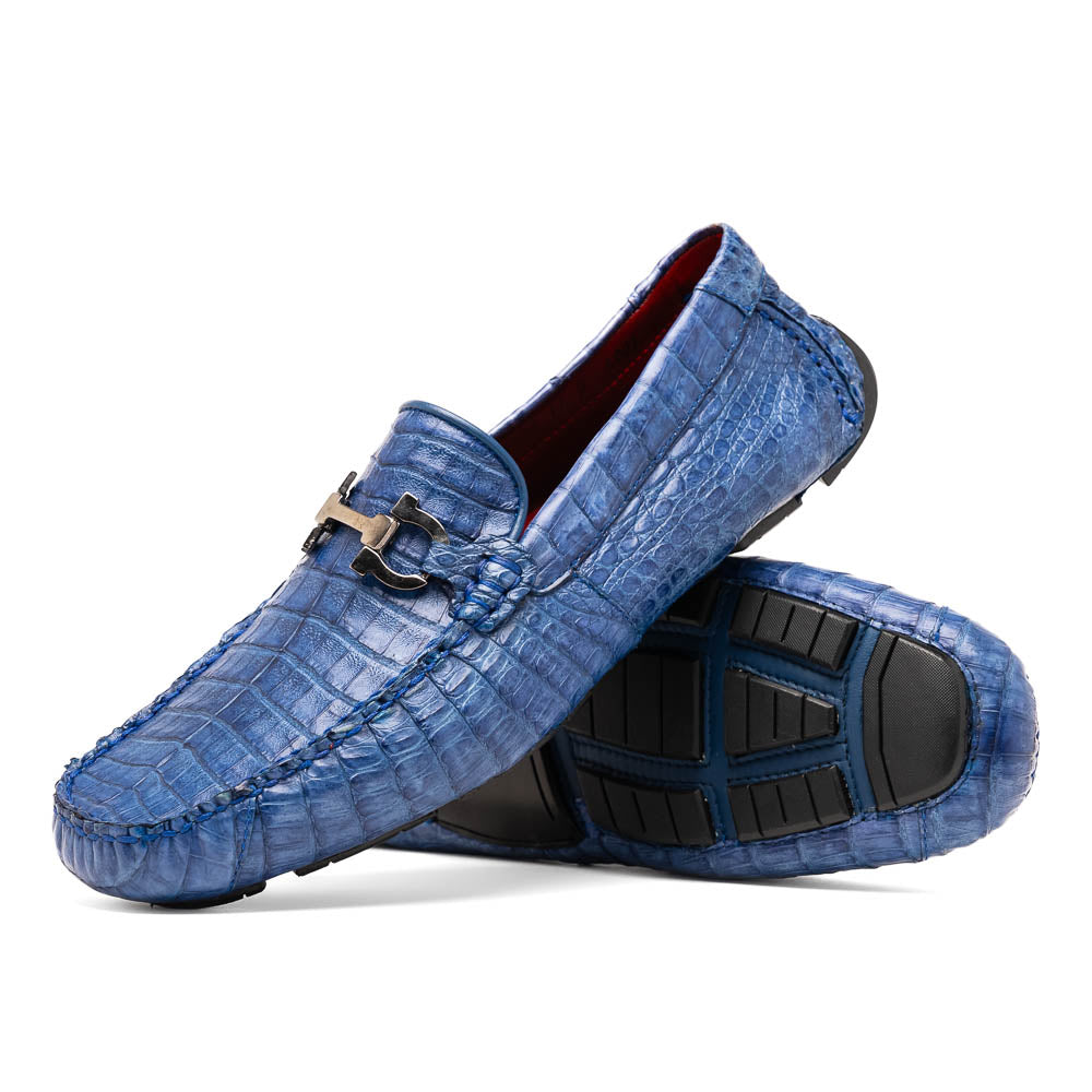 Marco Di Milano Parma Blue Jeans Caiman Belly Bit Drivers 2 PARMA_CAIMAN FUSCUS_BLUE JEANS_12  - from alligatorwarehouse.com