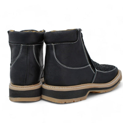 Petatillo Square Toe Double Density Work Boots Black with Double Zipper 5   - from alligatorwarehouse.com