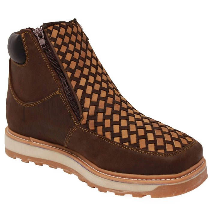 Petatillo Square Toe Double Density Work Boots Brown with Double Zipper Petatillo Square Toe Double Density Work Boots Brown with Double Zipper