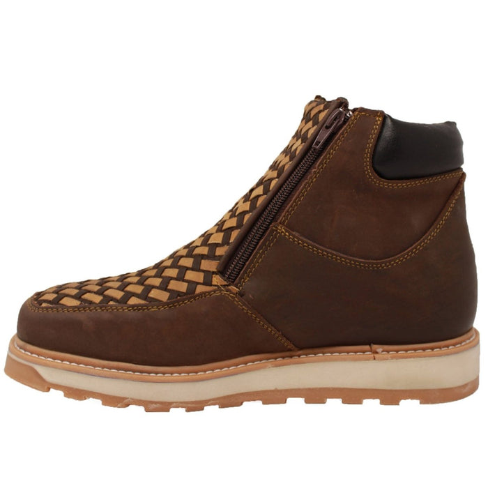 Petatillo Square Toe Double Density Work Boots Brown with Double Zipper Petatillo Square Toe Double Density Work Boots Brown with Double Zipper