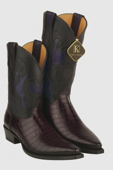 Men's King Exotic Snip Toe Eel Boots Handcrafted Burnished Purple (494RD0866)