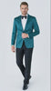 Mens Teal Blue Paisley Tuxedo Jacket – Elegant Shawl Lapel Dinner Blazer for Weddings, Prom and Formal Events - Greenish Blue