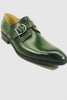 Mens Carrucci Classic Leather Fade Single D-Buckle Monk Strap Dress Shoe in Emerald Green