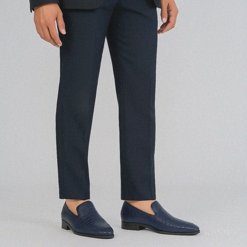 Marco Di Milano Trento Navy Men's Shoes Caiman Crocodile Slip-on Loafers