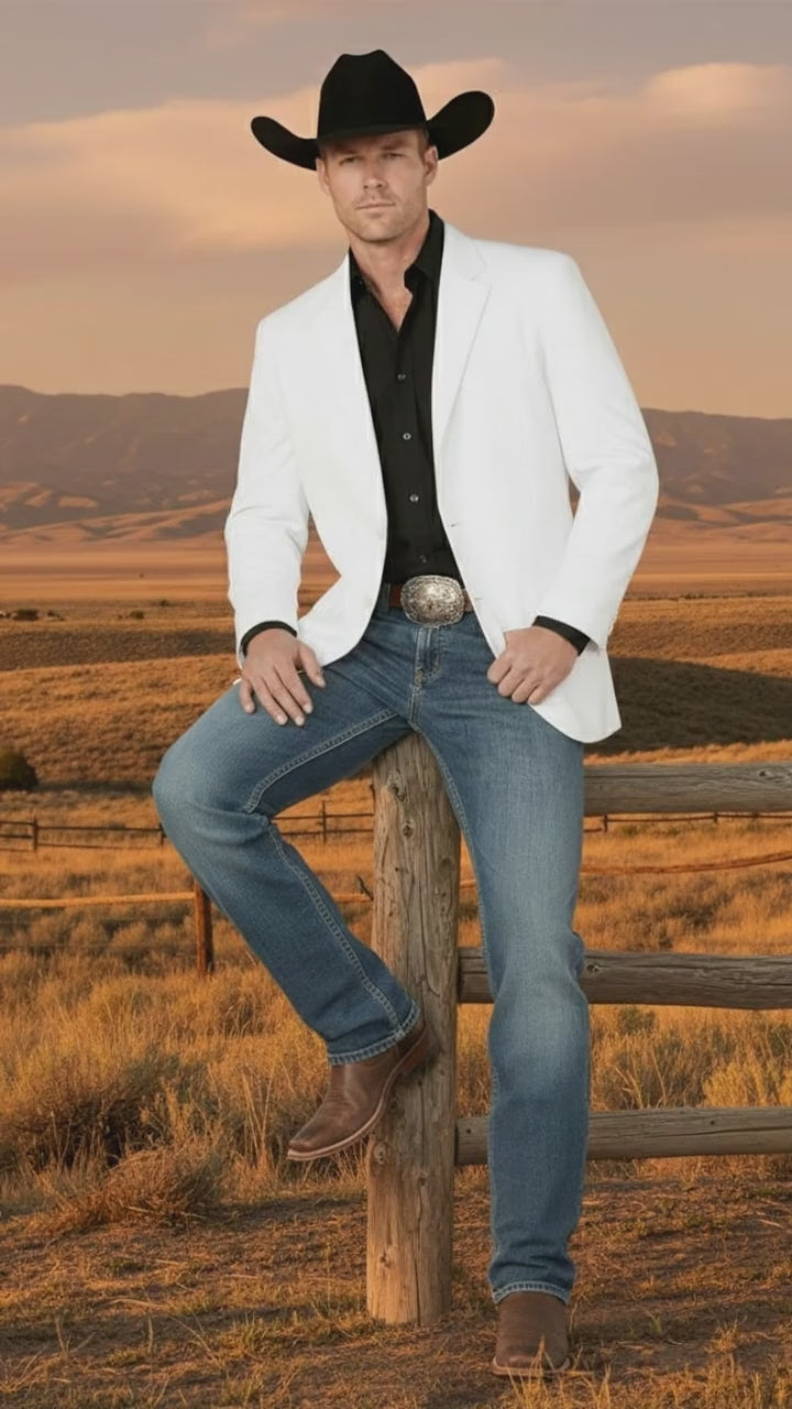 Mens White Western Blazer – Classic Cowboy Style Sport Coat for Formal - Cowboy Jacket