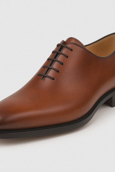 Mens Mezlan Pamplona Calfskin Plain Toe Dress Shoe in Cognac