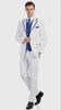 Men’s White and Royal Blue Pinstripe 3-Piece Suit – Classic Fit Blazer with Vest, Pants, and Tie