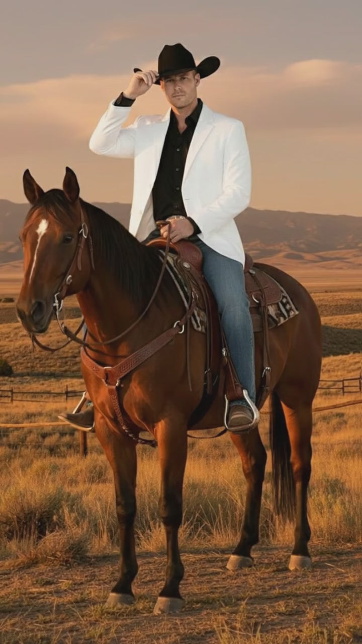 Mens White Western Blazer – Classic Cowboy Style Sport Coat for Formal - Cowboy Jacket