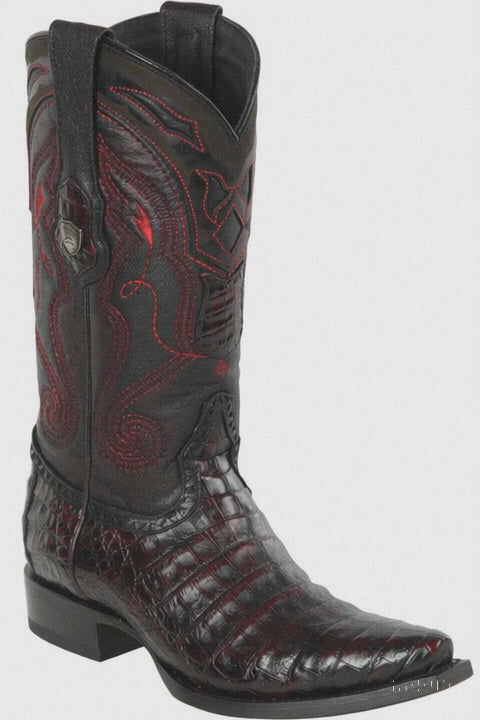 Black Cherry Caiman Cowboy Boots Snip Toe