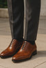 Mens Mezlan Pamplona Calfskin Plain Toe Dress Shoe in Cognac