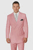 Elegant Men’s Double-Breasted Wool Suit in Soft Blush Pink