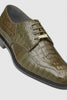 Mens Belvedere Chapo Caiman Crocodile Hornback Dress Shoe in Olive Green