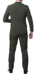 Green Fit Suit -" Many Styles & Brands $99UP" Extra Fit Suit Mens Olive Green Glen Plaid Suit Extra Fitted Pants