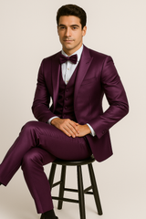 Elite purple Satin Suit – Wedding -Prom