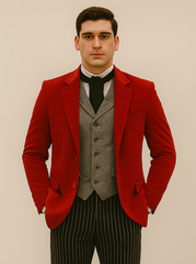 Red Velvet Roderick Smoking Jacket – Luxurious Men's Wear