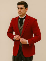 Red Velvet Roderick Smoking Jacket – Luxurious Men's Wear