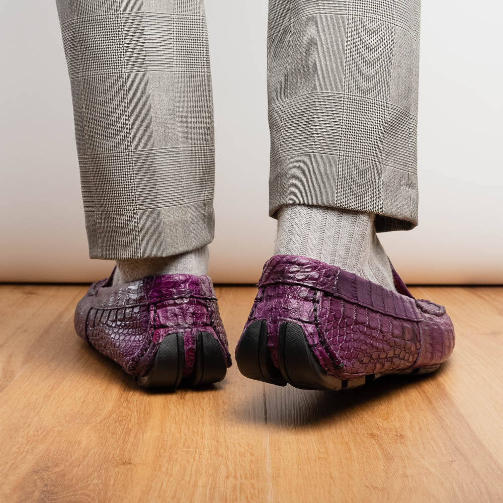 Marco_Di_Milano Remo: Luxury Purple Leather Loafers