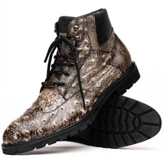 Marco Di Milano Renzo Black Ostrich Hiker Boots