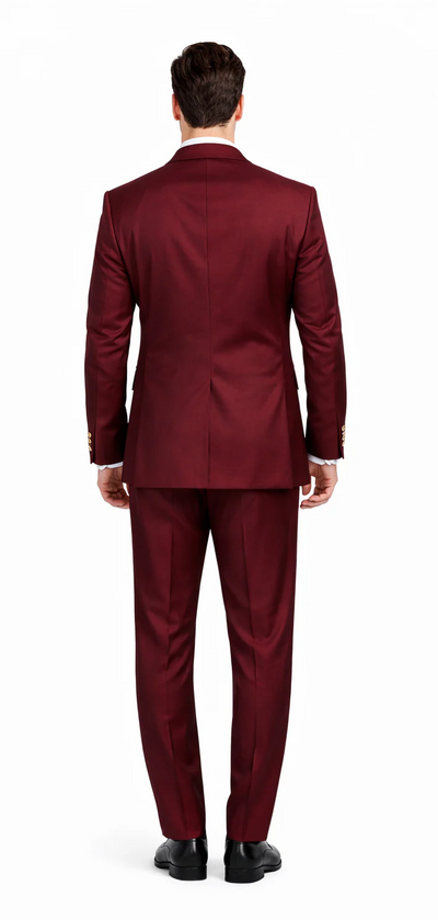 Rossiman Men's Burgundy Slim Fit Formal Suit – Modern Double-Breasted Jacket